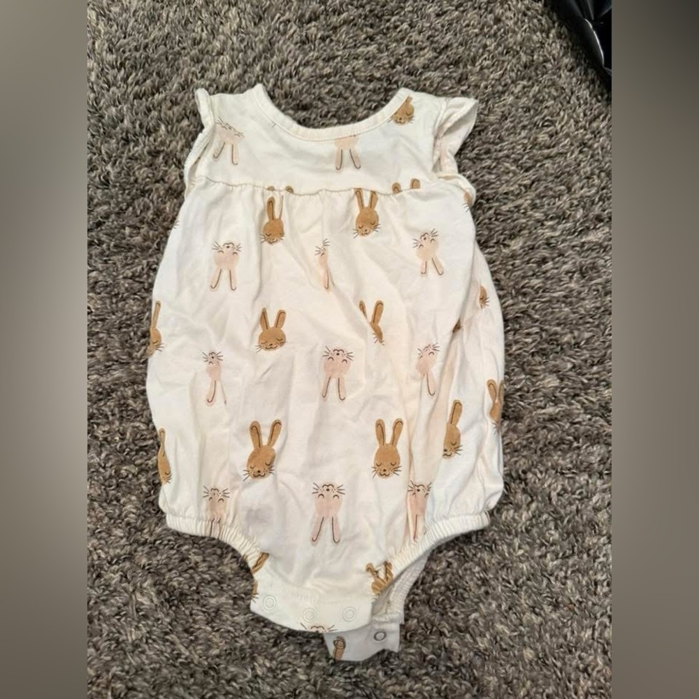Old Navy White and Brown Bunny One Piece
